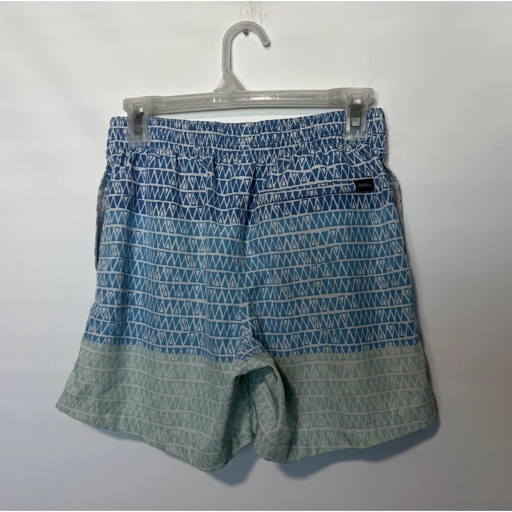 Chubbies Swim Trunks Mens Small Blue Green Geometric Lined Stretch Beach Shorts